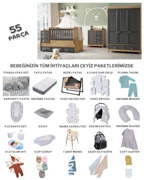 İkon Büyüyen Beşikli Bebek Çeyiz Paketi