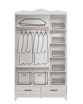 Ottoman Beyaz 3 Kapılı Dolap