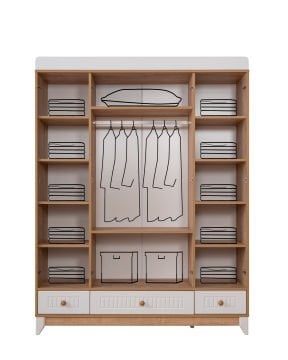 Paris Meşe 4 Kapılı Dolap