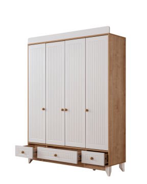 Paris Meşe 4 Kapılı Dolap