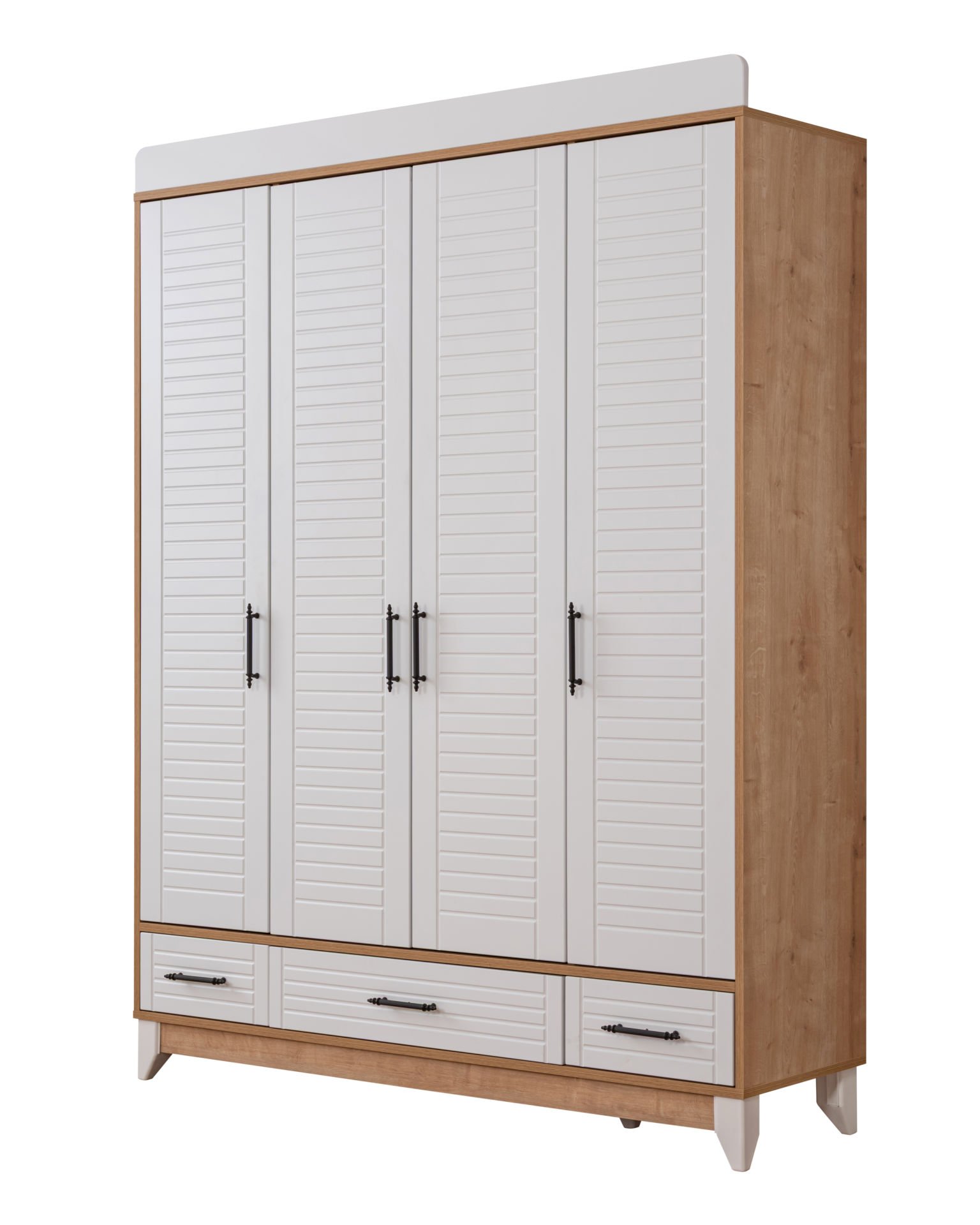 Panjur Meşe 4 Kapılı Dolap