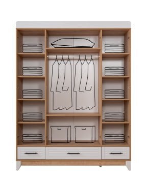 Panjur Meşe 4 Kapılı Dolap