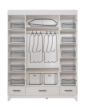 Panjur Beyaz 4 Kapılı Dolap