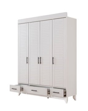 Panjur Beyaz 4 Kapılı Dolap