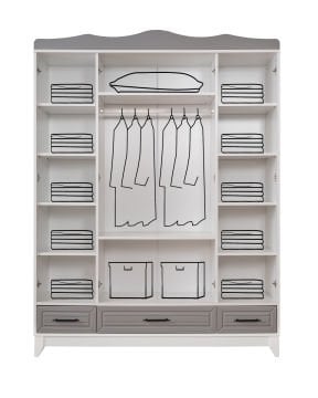 Ottoman Grey 4 Kapılı Dolap