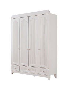 Mira Beyaz 4 Kapılı Dolap