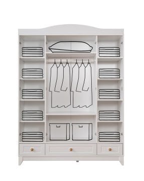 Mira Beyaz 4 Kapılı Dolap