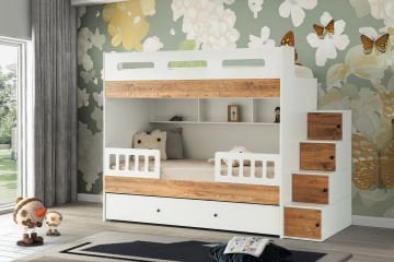 Berlin Ranza 3 Yataklı / Beyaz-Atlantik Çam / %100 MDF