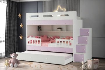 Berlin Ranza 3 Yataklı / Beyaz-Lila