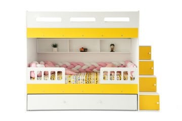Berlin Ranza 3 Yataklı / Beyaz-Sarı / %100 MDF