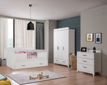 Miracool Panjur Beyaz Sedir Bebek ve Çocuk Oda Takımı