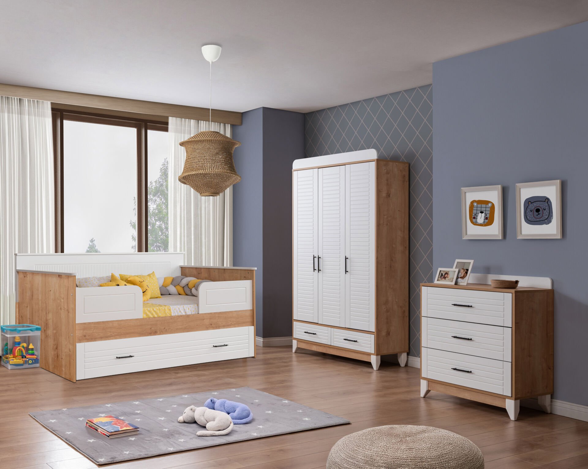 Miracool Panjur Meşe Sedir Bebek ve Çocuk Oda Takımı