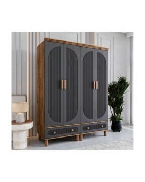 Miracool Milen 4 Kapılı Dolap / %100 MDF / Çam-Antrasit