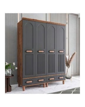 Miracool Otto 4 Kapılı Dolap / %100 MDF / Çam-Antrasit