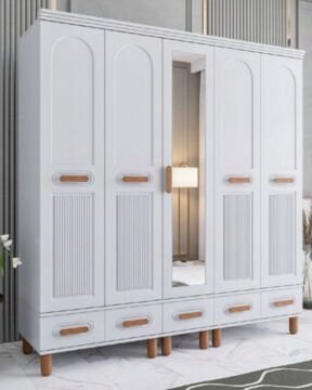 Miracool Otto 5 Kapılı Dolap / %100 MDF / Beyaz