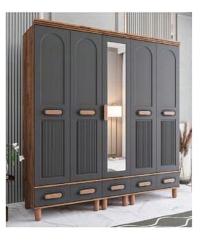 Miracool Otto 5 Kapılı Dolap / %100 MDF / Çam-Antrasit