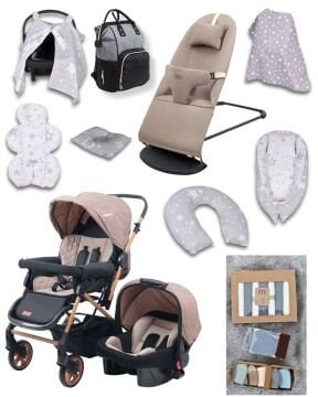 Miracool 25 Parça Bebek Seti/Bebek Arabası/Puset/Ana Kucağı/Çanta/Babynest + Giyim ve Tekstil Paketi
