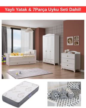 Miracool Allende Bebek ve Çocuk Oda Takımı / Yatak ve 7 Parça Uyku Seti Dahil / Ücretsiz Kurulum-Teslimat