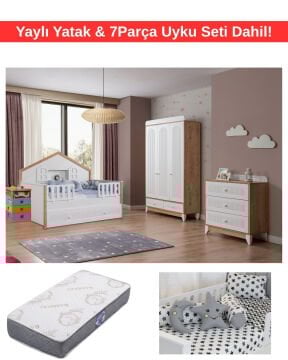 Miracool Mira Meşe Montessori Bebek ve Çocuk Odası / Yatak ve 7Parça Uyku Seti Dahil / Ücretsiz Kurulum