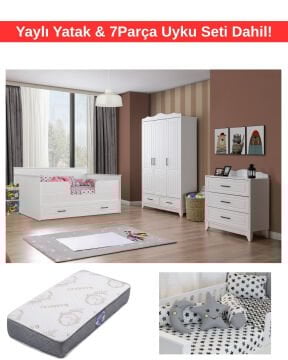 Miracool Ottoman Sedir Bebek ve Çocuk Odası / Yatak ve 7Parça Uyku Seti Dahil / Ücretsiz Kurulum