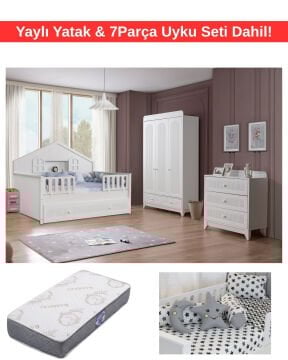 Miracool Mira Beyaz Montessori Bebek ve Çocuk Odası / Yatak ve 7Parça Uyku Seti Dahil / Ücretsiz Kurulum