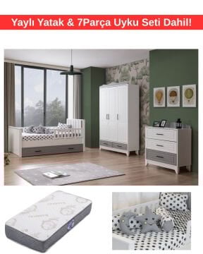 Miracool Tokyo Bebek ve Çocuk Oda Takımı / Yatak ve 7 Parça Uyku Seti Dahil / Ücretsiz Kurulum-Teslimat