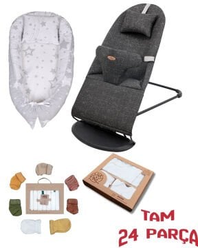 24 Parça / Premium Ana Kucağı & Babynest & 6'lı Hastane Çıkışı & Yastık & 7 Mendil & 5 Çorap & 2 Eldiven