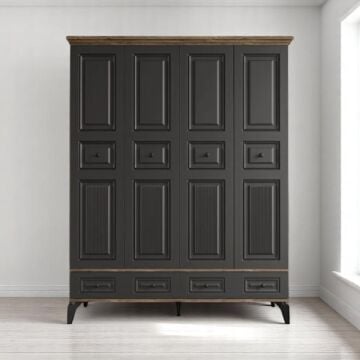 Terra 4 Kapılı Dolap / %100 MDF / Ücretsiz Kurulum / Antrasit