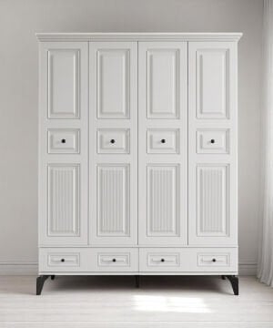 Terra 4 Kapılı Dolap / %100 MDF / Ücretsiz Kurulum / Beyaz