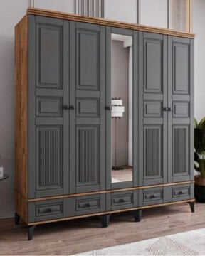 Terra 5 Kapılı Dolap / %100 MDF / Ücretsiz Kurulum / Antrasit
