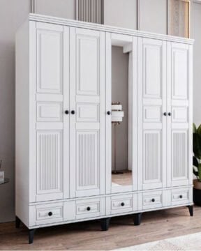 Terra 5 Kapılı Dolap / %100 MDF / Ücretsiz Kurulum / Beyaz
