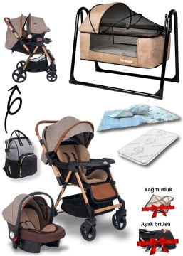 Joell Trendy Bebek Arabası & Puset & Loft Beşik & Çanta & 3'lü Nevresim