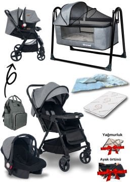 Joell Trendy Bebek Arabası & Puset & Loft Beşik & Çanta & 3'lü Nevresim