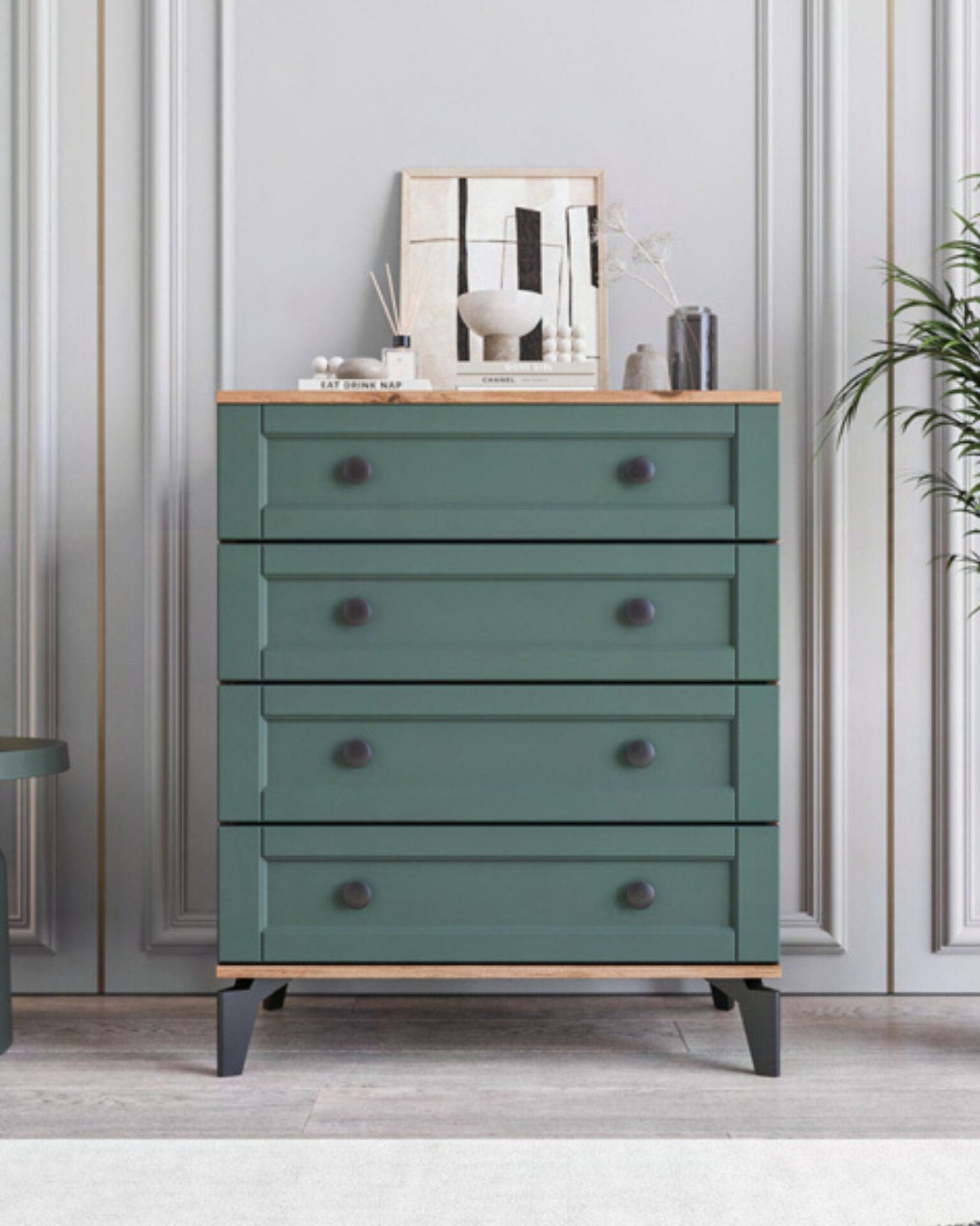 Karin 4 Çekmeceli Şifonyer / %100 MDF / Ücretsiz Kurulum - Teslimat / Haki