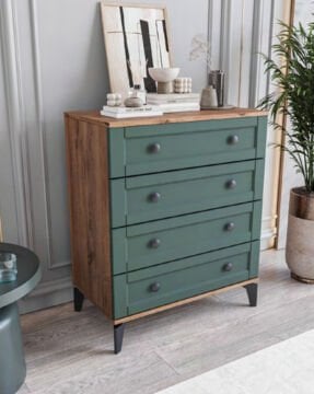 Karin 4 Çekmeceli Şifonyer / %100 MDF / Ücretsiz Kurulum - Teslimat / Haki