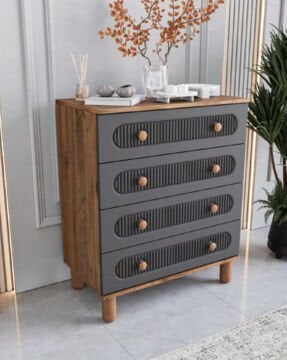 Milen 4 Çekmeceli Şifonyer / %100 MDF / Ücretsiz Kurulum - Teslimat / Antrasit