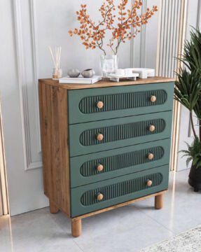 Milen 4 Çekmeceli Şifonyer / %100 MDF / Ücretsiz Kurulum - Teslimat / Haki