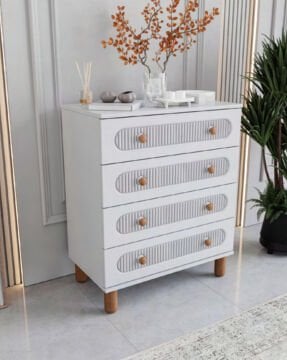 Milen 4 Çekmeceli Şifonyer / %100 MDF / Ücretsiz Kurulum - Teslimat / Beyaz