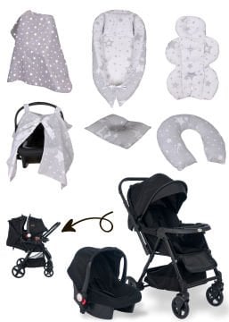 Joell Trendy Bebek Arabası & Puset & 7 Parça Tekstil Seti