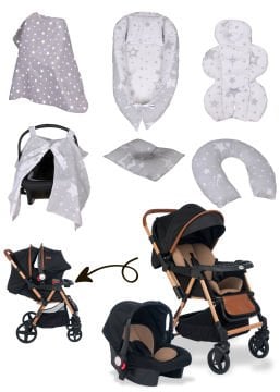 Joell Trendy Bebek Arabası & Puset & 7 Parça Tekstil Seti