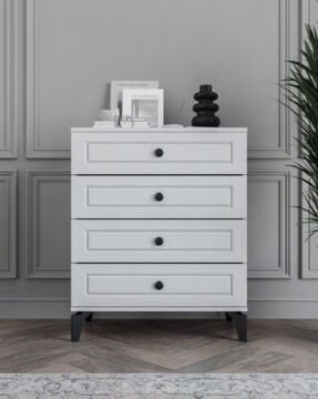 Panjur Fix 4 Çekmeceli Şifonyer / %100 MDF / Ücretsiz Kurulum - Teslimat / Beyaz