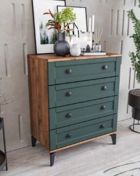 Silva 4 Çekmeceli Şifonyer / %100 MDF / Ücretsiz Kurulum - Teslimat / Haki Yeşil