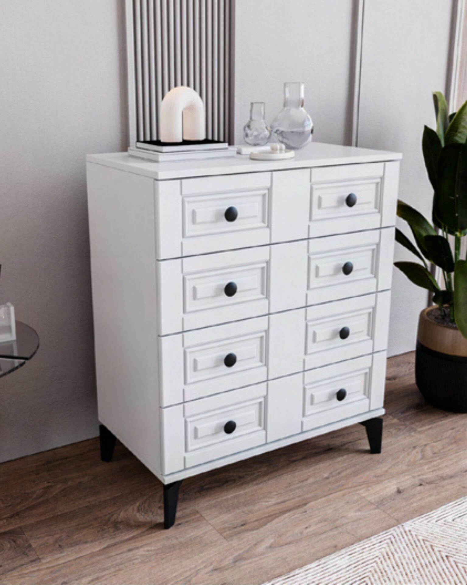 Terra 4 Çekmeceli Şifonyer / %100 MDF / Ücretsiz Kurulum - Teslimat / Beyaz