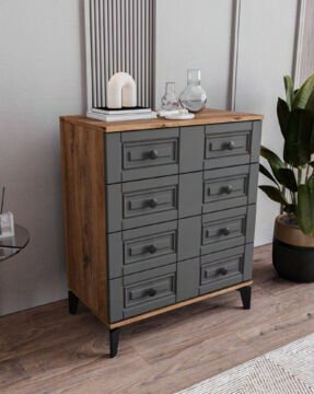 Terra 4 Çekmeceli Şifonyer / %100 MDF / Ücretsiz Kurulum - Teslimat / Antrasit