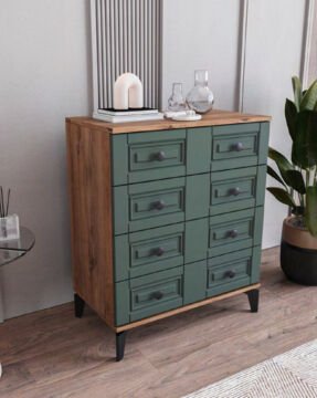 Terra 4 Çekmeceli Şifonyer / %100 MDF / Ücretsiz Kurulum - Teslimat / Haki Yeşil