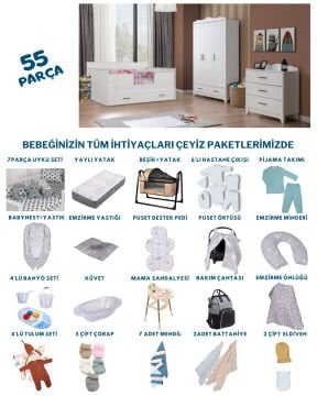 Miracool Ottoman Beyaz Sedir Bebek Çeyiz Paketi