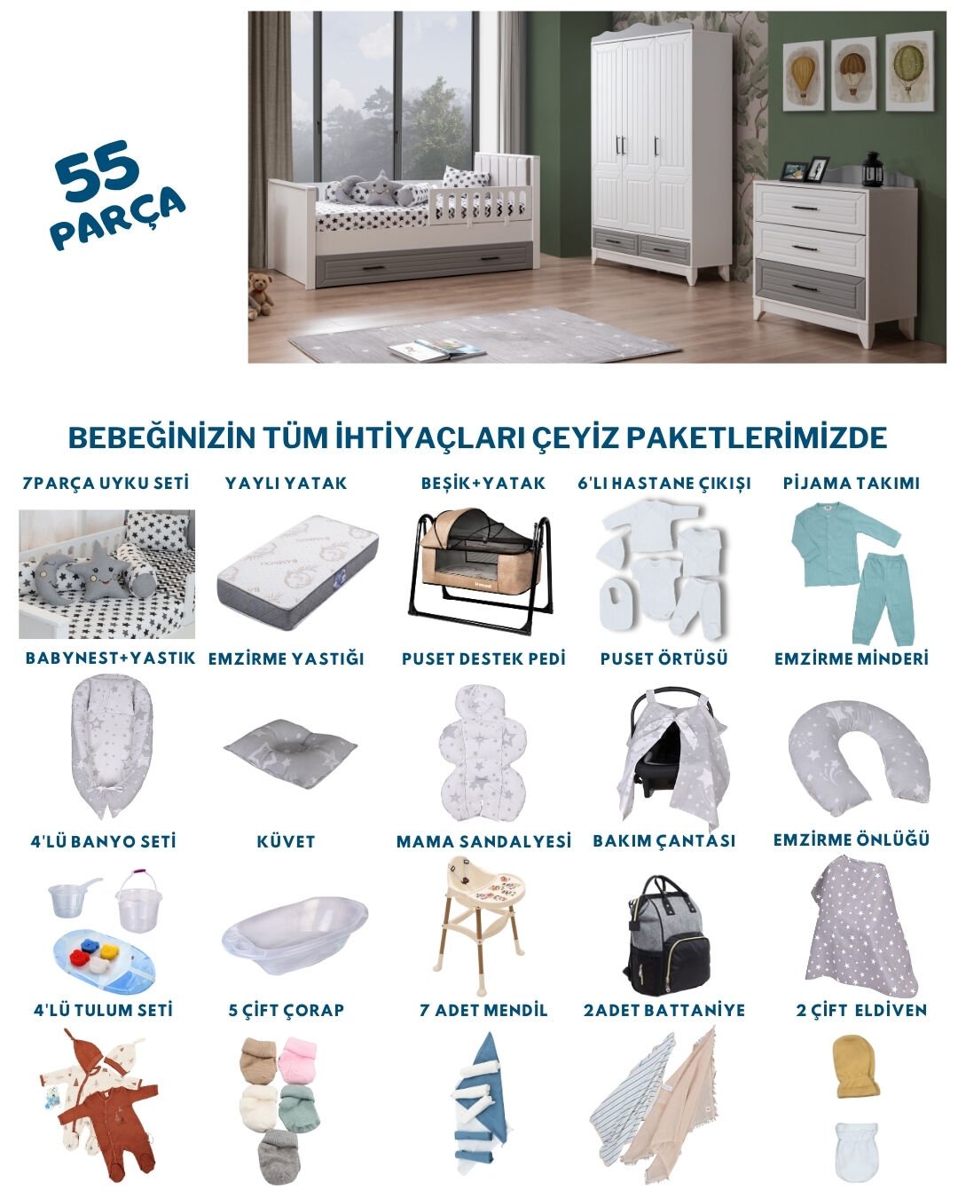 Ottoman Grey Bebek Çeyiz Paketi