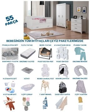 Miracool Panjur Beyaz Sedir Bebek Çeyiz Paketi