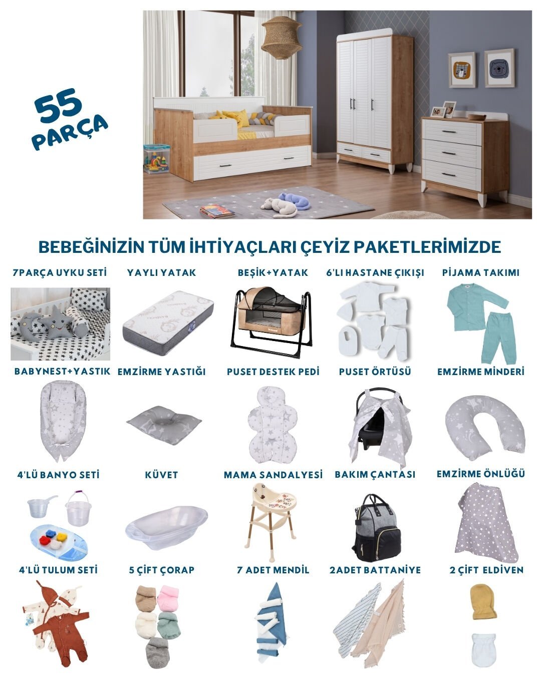 Miracool Panjur Meşe Sedir Bebek Çeyiz Paketi