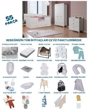 Paris Beyaz Sedir Bebek Çeyiz Paketi